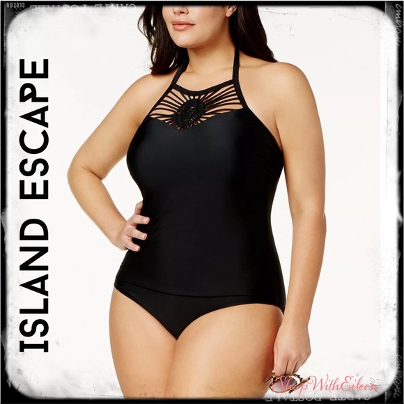 Island Escape Other - Island Escape Black High Neck One Piece Swimsuit